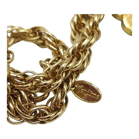 Vendome 1970’s Multi-Color Enamel Medallion Pendant Necklace Gold Tone - Picture 4 of 5